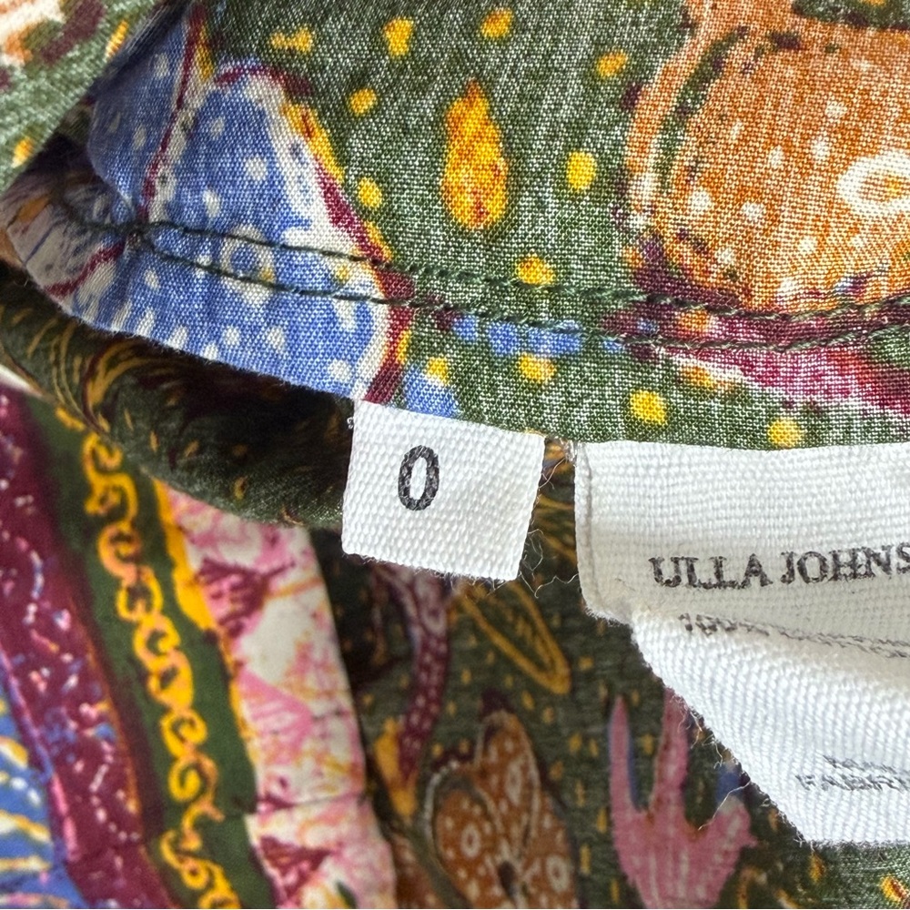 Ulla Johnson Green Devya Floral Print Ruffle Cotton Short Mini Dress - Picture 6 of 10